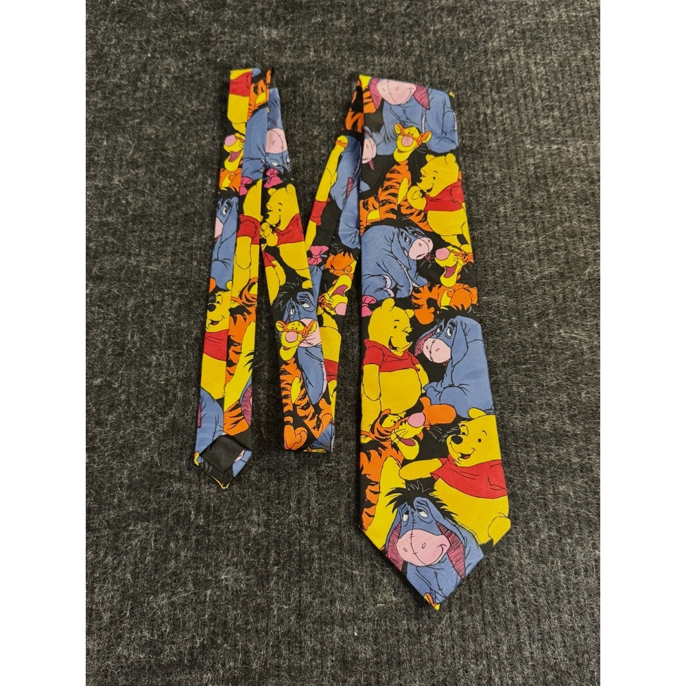 Vintage Disney Winnie the Pooh Eeyore Tigger Necktie Exquisite Apparel Black